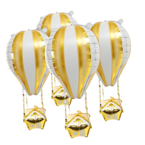PartyKindom 4 Stück Teiliges Heißluftballon Folienballons aus Aluminiumfolie Leichte Kindergeburtstags Deko Langlebige Partyornamente in Gold Geeignet für Wand und Tischdekoration PartyKindom 4 Stück Teiliges Heißluftballon Folienballons aus Aluminiumfolie Leichte Kindergeburtstags Deko Langlebige Partyornamente in Gold Geeignet für Wand und Tischdekoration von PartyKindom