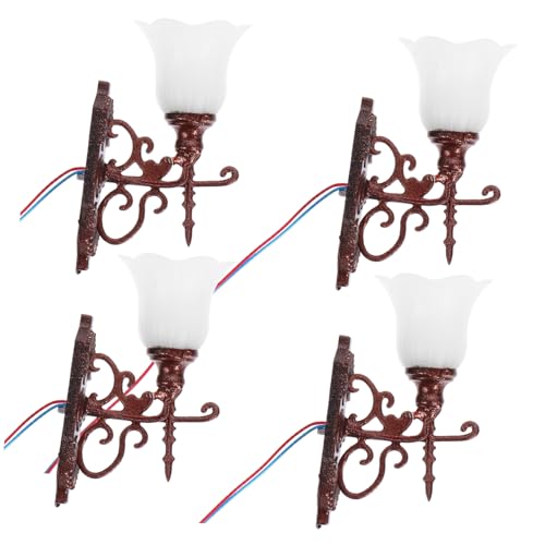 PartyKindom 4 Stück Teiliges Miniatur Wandlampenmodell Dekorative Mini Haus Beleuchtung Warmgelbes Licht Antike Kupferoptik Realistische Miniatur Wandlampe für Puppenhaus und Mikro PartyKindom 4 Stück Teiliges Miniatur Wandlampenmodell Dekorative Mini Haus Beleuchtung Warmgelbes Licht Antike Kupferoptik Realistische Miniatur Wandlampe für Puppenhaus und Mikro von PartyKindom