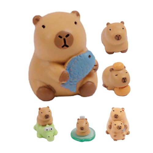 PartyKindom 6 Stück Teiliges Miniatur Wasserschwein aus Resin Detailgetreue Capybara Figuren für Schreibtisch und Regal Platzsparende Mini Dekoration mit Lebensechten Merkmalen für Heim und PartyKindom 6 Stück Teiliges Miniatur Wasserschwein aus Resin Detailgetreue Capybara Figuren für Schreibtisch und Regal Platzsparende Mini Dekoration mit Lebensechten Merkmalen für Heim und von PartyKindom