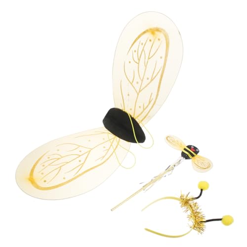 PartyKindom Bienenkostüm Set für Mädchen mit Flügeln Stirnband und Zauberstab Hautfreundlich Passend für Goldfarbenes Kostüm für Halloween Karneval Fasching und Party PartyKindom Bienenkostüm Set für Mädchen mit Flügeln Stirnband und Zauberstab Hautfreundlich Passend für Goldfarbenes Kostüm für Halloween Karneval Fasching und Party von PartyKindom