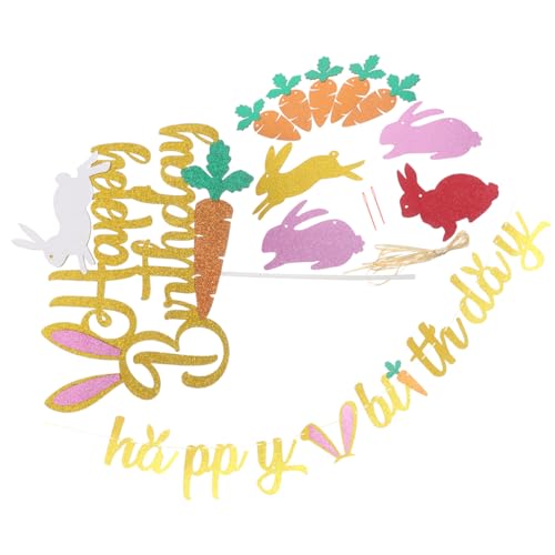 PartyKindom Glitzernde Party Deko Teiliges mit Hasen und Happy Birthday Bannern Premium Topper für Geburtstagstorte und Vielseitig Einsetzbar für Drinnen und Draußen PartyKindom Glitzernde Party Deko Teiliges mit Hasen und Happy Birthday Bannern Premium Topper für Geburtstagstorte und Vielseitig Einsetzbar für Drinnen und Draußen von PartyKindom