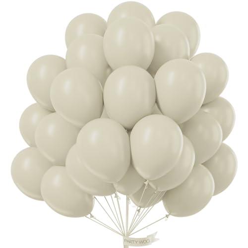 PartyWoo Luftballons Beige, 50 Stück 12 Zoll Ballons Beige, Luftballons für Ballongirlande oder Ballonbogen als Partydeko, Geburtstagsdekoration, Hochzeitsdekoration, Babypartydekoration, Weiß-F12 von PartyWoo