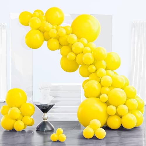 PartyWoo Luftballons Gelb, 102 Stück Gelbe Ballon Girlande Satz von Verschiedene Größen mit 18 Zoll 12 Zoll 10 Zoll 5 Zoll, Luftballon Girlande für Geburtstagsdeko, Partydeko, Hochzeitdeko, Gelb-Y55 von PartyWoo