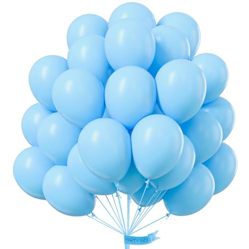 PartyWoo Luftballons Hellblau, 100 Stück 12 Zoll Ballons Blau, Hellblaue Luftballons für Ballongirlande oder Ballonbogen als Partydeko, Geburtstagsdeko, Hochzeitsdeko, Babypartydekoration, Blau-Y4 von PartyWoo