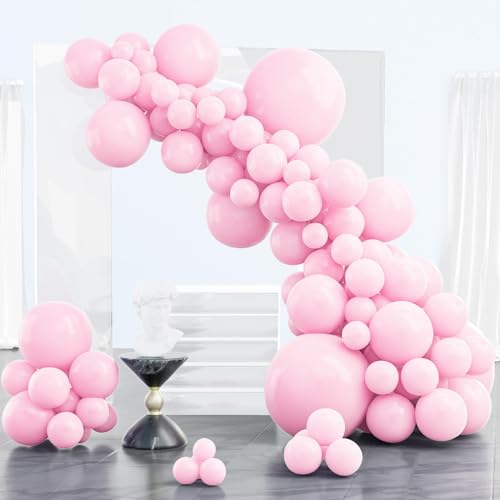 PartyWoo Luftballons Rosa Pastell, 102 Stück Rosa Ballon Girlande Satz von Verschiedene Größen mit 18 Zoll 12 Zoll 10 Zoll 5 Zoll, Ballongirlande für Geburtstagsdeko, Partydeko, Hochzeitdeko, Rosa-Q05 von PartyWoo