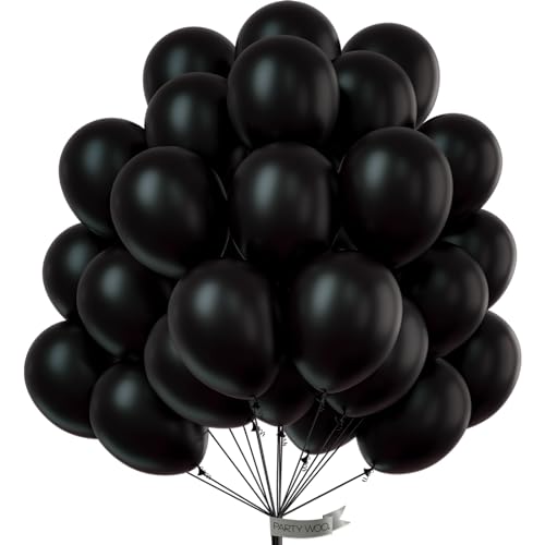 PartyWoo Luftballons Schwarz, 50 Stück 12 Zoll Ballons Schwarz, Schwarze Luftballons für Ballongirlande oder Ballonbogen als Partydeko, Geburtstagsdeko, Hochzeitsdeko, Babypartydeko, Schwarz-Y18 von PartyWoo