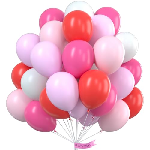 PartyWoo Rosa Luftballon,100 Stück 12 Zoll Luftballons Rosa, Luftballons Pastell Rosa, Luftballons Dunkelrosa, Magenta Luftballons und Luftballons Weiß, Luftballons Rosa Weiß für Partydeko Rosa von PartyWoo