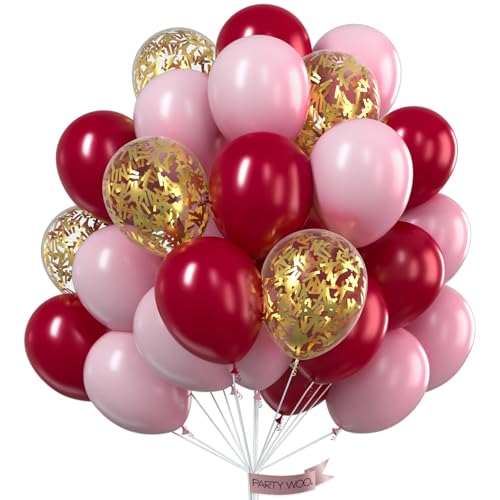 Weinrot Rosa Luftballons, 70 Stück Luftballons Weinrot, Bordeaux Ballon, Luftballons Burgunder, Luftballons Rosa und Gold Konfetti Luftballons, Luftballon Rose Weinrot für Taufe Mädchen Weinrot Rosa Luftballons, 70 Stück Luftballons Weinrot, Bordeaux Ballon, Luftballons Burgunder, Luftballons Rosa und Gold Konfetti Luftballons, Luftballon Rose Weinrot für Taufe Mädchen von PartyWoo