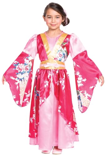 PartyXPeople Asiatische Prinzessin Kinderkostüm Geisha Kimono Chinesin Fernöstliche Verkleidung Kirschblüten Kostüm pink-rosa 12523-116 von PartyXPeople