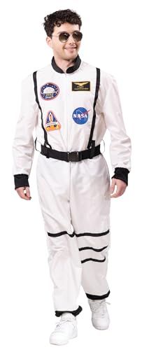 PartyXPeople Astronauten-Overall | Weltraumpilot Verkleidung | Kosmonaut Kostüm |Raumfahrt-Kombi für Herren und Damen|unisex Kostüm weiß | 14810 Gr. S bis Gr.XL (L) von PartyXPeople