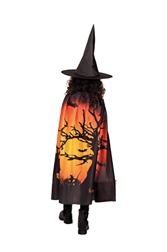 PartyXPeople Cape Halloween Kinderkostüm Hexe Umhang mit Hexenhut Verkleidung Kostüm orange-schwarz 12716-STD von PartyXPeople