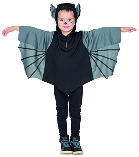 PartyXPeople Fledermaus Kinderkostüm mit Kapuze Bat Vampir-Fledermaus Verkleidung Tier-Kostüm schwarz-grau 12307-128 von PartyXPeople