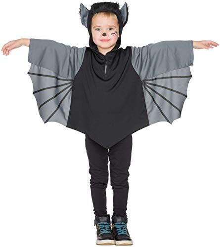 PartyXPeople Fledermaus Kinderkostüm mit Kapuze Bat Vampir-Fledermaus Verkleidung Tier-Kostüm schwarz-grau 12307-92 von PartyXPeople