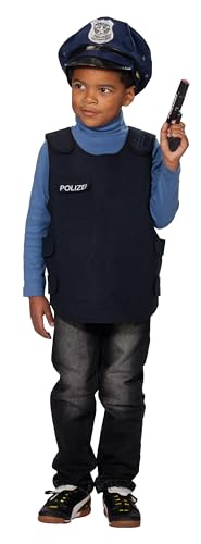 PartyXPeople Polizei Weste Kinder Kostüm schwarz 12752-140/152 von PartyXPeople