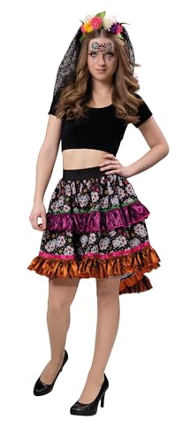 PartyXPeople Rock La Catrina | Verkleidung Halloween + Karneval |Damenkostüm Tag der Toten – Dia de los muertos | Kostüm-Zubehör schwarz-bunt | 13819 Gr.STD von PartyXPeople