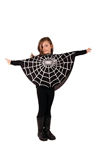 PartyXPeople Spinne Poncho Kinderkostüm Spider Web Spinnennetz Verkleidung Kostüm schwarz-silber 12702-152 von PartyXPeople