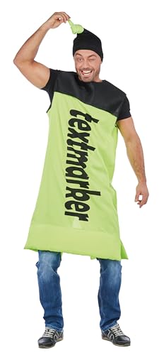 PartyXPeople Witziges Kostüm Textmarker gelb | unisex | Karneval Fasching | Robe mit Mütze | Costume Highlighter neon gelb 14232-M von PartyXPeople