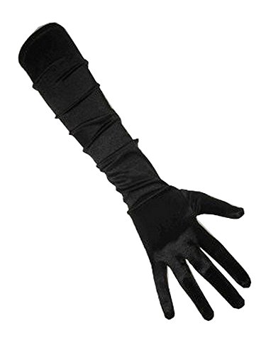 PartyXplosion Damen Handschuhe Elegante ca. 52 cm lange Satin Handschuhe Karneval (12074), Schwarz, One Size von PartyXplosion