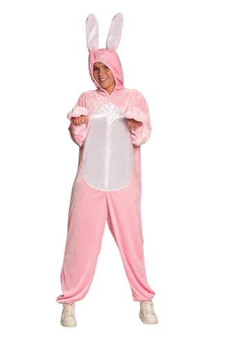 Partychimp Osterhasen Hasen Kostüm Erwachsene, Tier Overall Tierkostüm, Hasen Onesie Pyjama Tier Kaninchen Unisex, Rosa - Größe M/L von Partychimp