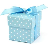 Blau-weiß gepunktete Geschenkboxen im 10er Pack, 5,2cm x 5,2cm von Partydeco PL