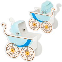 Blaue Kinderwagen Geschenkboxen im 10er Pack, 9,5cm x 9,5cm x 4cm von Partydeco PL