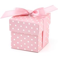 Rosa-weiß gepunktete Geschenkboxen im 10er Pack, 5,2cm x 5,2cm von Partydeco PL