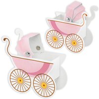 Rosafarbene Kinderwagen Geschenkboxen im 10er Pack, 9,5cm x 9,5cm x 4cm von Partydeco PL