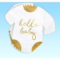 Servietten Hello Baby, im Strampler-Design, 20 Stück von Partydeco PL