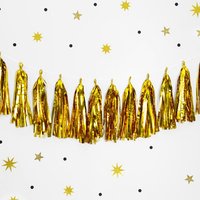 Tassel-Girlande in gold, 12 Quasten + Baumwollschnur von Partydeco PL