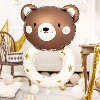 3D-Folienballon, Teddybär Rassel, 45cm x 67cm, heliumgeeignet von Partydeco