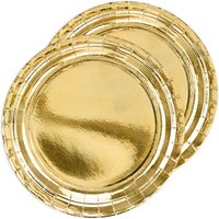 Gold glänzende Partyteller aus Pappe, 6er Pack, Ø 23cm von Partydeco