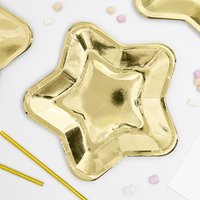 Goldene Partyteller in Stermform, 6er Pack, Ø 23cm von Partydeco