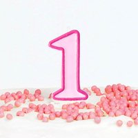 Tortenkerze zum 1. Geburtstag in pink, 6cm x 3,5cm von Partydeco