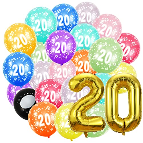 Geburtstag zahlen luftballon 20 jahre und 20Pcs 30cm Luftballons- Folienballon in 40"-101cm Geburtstagsdeko - Ballon Zahl Deko zum Geburtstag fliegt mit Helium für Männer Frauen 30.Geburtstagsparty von Partyhausy