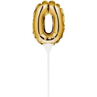 Kuchenpicker Folienballon Gold Zahl 0 von Partystrolche