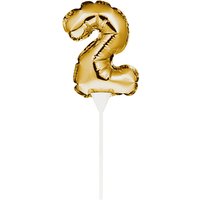 Kuchenpicker Folienballon Gold Zahl 2 von Partystrolche