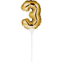 Kuchenpicker Folienballon Gold Zahl 3 von Partystrolche