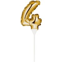 Kuchenpicker Folienballon Gold Zahl 4 von Partystrolche