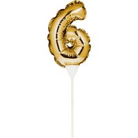 Kuchenpicker Folienballon Gold Zahl 6 von Partystrolche