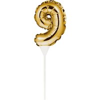 Kuchenpicker Folienballon Gold Zahl 9 von Partystrolche