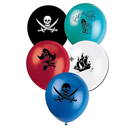 8 Luftballons * PIRATEN * für Kindergeburtstag und Mottoparty | 97cm Umfang | Luftballon Ballons Deko Motto Kinderparty Pirates Totenkopf Skull Kinderpiraten von ZYZYZK