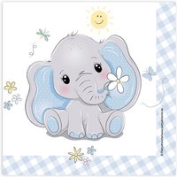 Servietten Baby Elefant Blau, 20 St. von Partystrolche