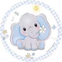 Teller Baby Elefant Blau, 8 St. von Partystrolche