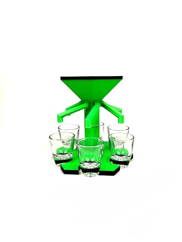 Partyypilot Shotausgießer - Farbe Grün - Getränkespender für 6 Shots - Schnapsverteiler - Trinkspiele und Saufspiele - Party Zubehör - Schnapsausgießer mit 6 Shotgläser (Dunkelblau) von Partyypilot