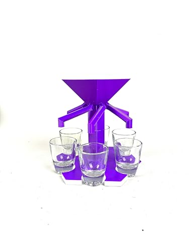 Partyypilot Shotausgießer - Farbe Lila - Getränkespender für 6 Shots - Schnapsverteiler - Trinkspiele und Saufspiele - Party Zubehör - Schnapsausgießer mit 6 Shotgläser (Gold) von Partyypilot