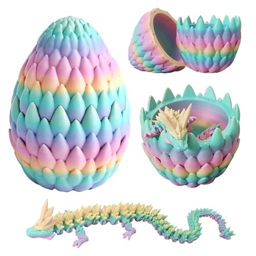 Paryou 3D-Gedruckter Drache im Ei, Drachenei-Set, 3D Druck Drache, 3D Gedruckter Überraschungsdrache Im Ei, Inneren Heimbüro Schreibtischdekoration Erwachsene Easter Kind Geschenke Spielzeug (Lila) von Paryou