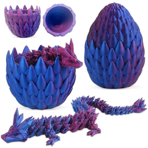 3D-Gedruckter Drache im Ei, Voll Beweglicher Drache, Kristalldrache mit Drachenei, 3D-Gedruckter Beweglicher Drache, Kristall-Drachen-Zappelspielzeug, Zappelspielzeug für Erwachsene für Autismus von Paryou