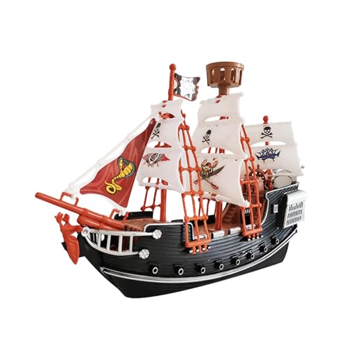 Piratenschiff Spielzeug, Kinder Piratenschiff Rollenspiel Spielzeug Kunststoff Holländer Segelschiff Modell Pirate Collection Figuren mit Piratenflagge Segeln Kanonen Lernspielzeug-27cmx19cmx6.5cm von Paryou