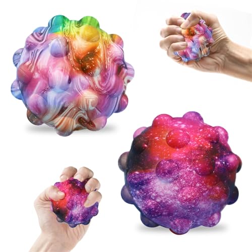 Stressbälle für Kinder Erwachsene, 2 Stück Fidget It Ball, Squeeze Spielzeug Stressball, 3D Mini Jump Ball, Popit Bounce Ball Stress Bälle, Quetschball, Sensorisches Spielzeug Antistressball von Paryou