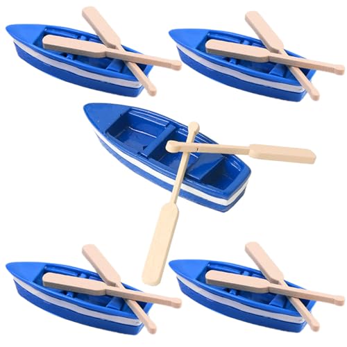 Pasdrucn 5 Er-Set Holz Segelboot Miniatur Boot Paddel Figur Modell Meer Strand, Deko Figur Ornament, Basteln Puppenhaus-Bootsdekoration für Puppenhaus Garten Landschaft DIY Dekor von Pasdrucn